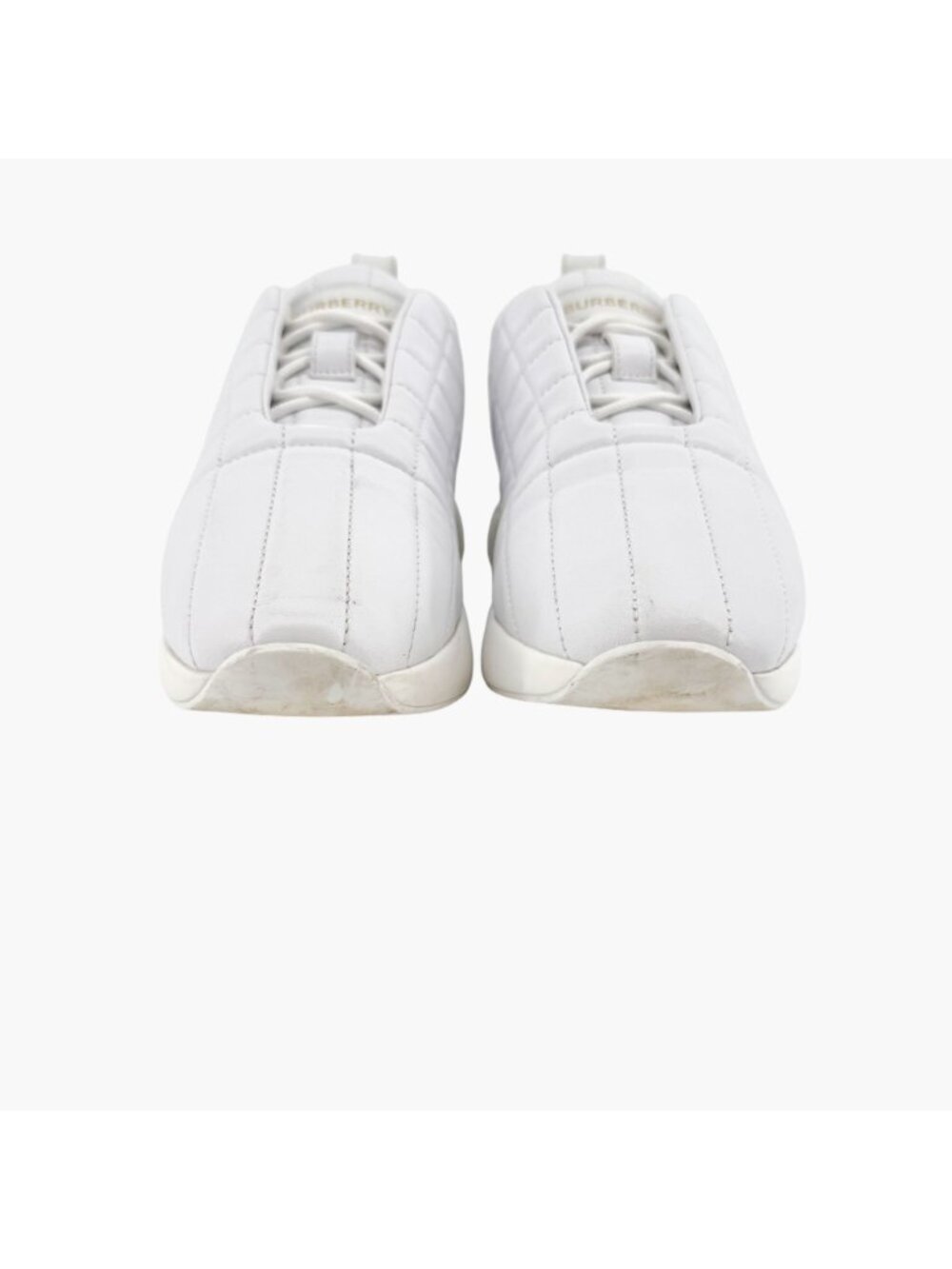 Burberry Quilted Sneakers EU 39 US 9 White Leather Low Top Runner Lace Up Shoe - Picture 6 of 13